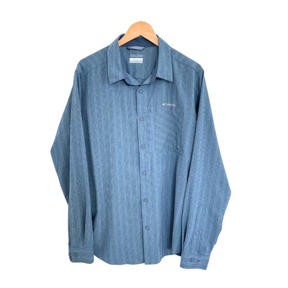 Columbia Shirt Men Large Blue Plaid Omni-Wick Advanced Evaporation Lightweight - Picture 1 of 12